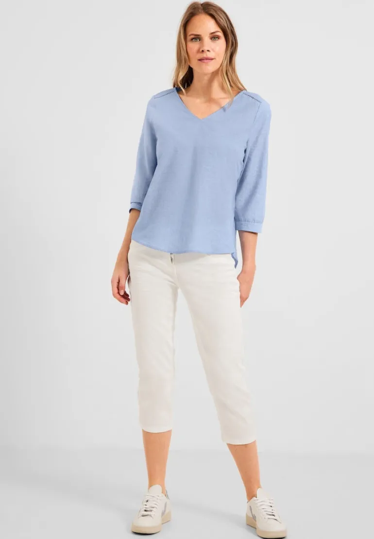 Chambrée V-Neck Bluse blue