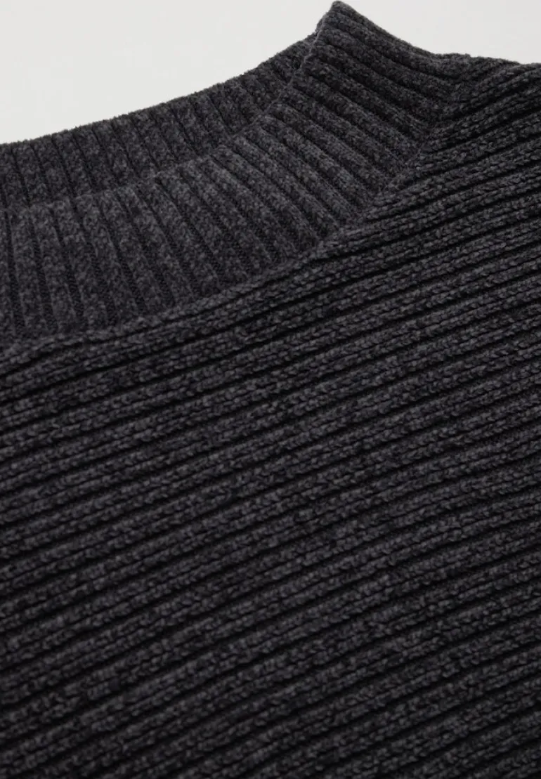 Chenille Dolman Pullover deep charcoal grey