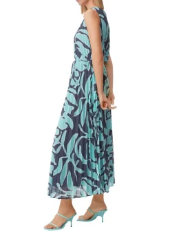 Chiffonkleid mit Plisseefalten blau
