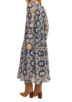 Chiffonkleid mit Unterkleid blau