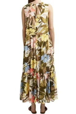 Chiffon-Maxikleid mit Blumen-Print olive 4