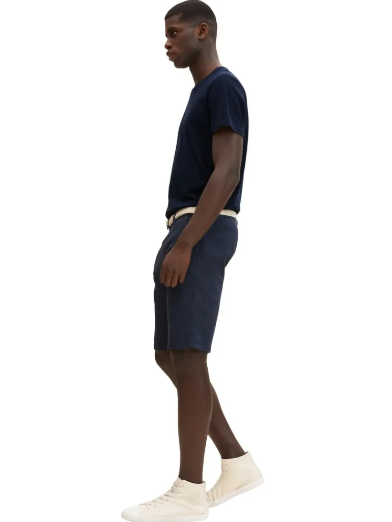 Chino Shorts mit Gürtel blue white dobby