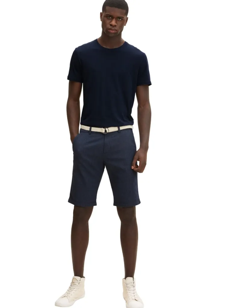 Chino Shorts mit Gürtel blue white dobby