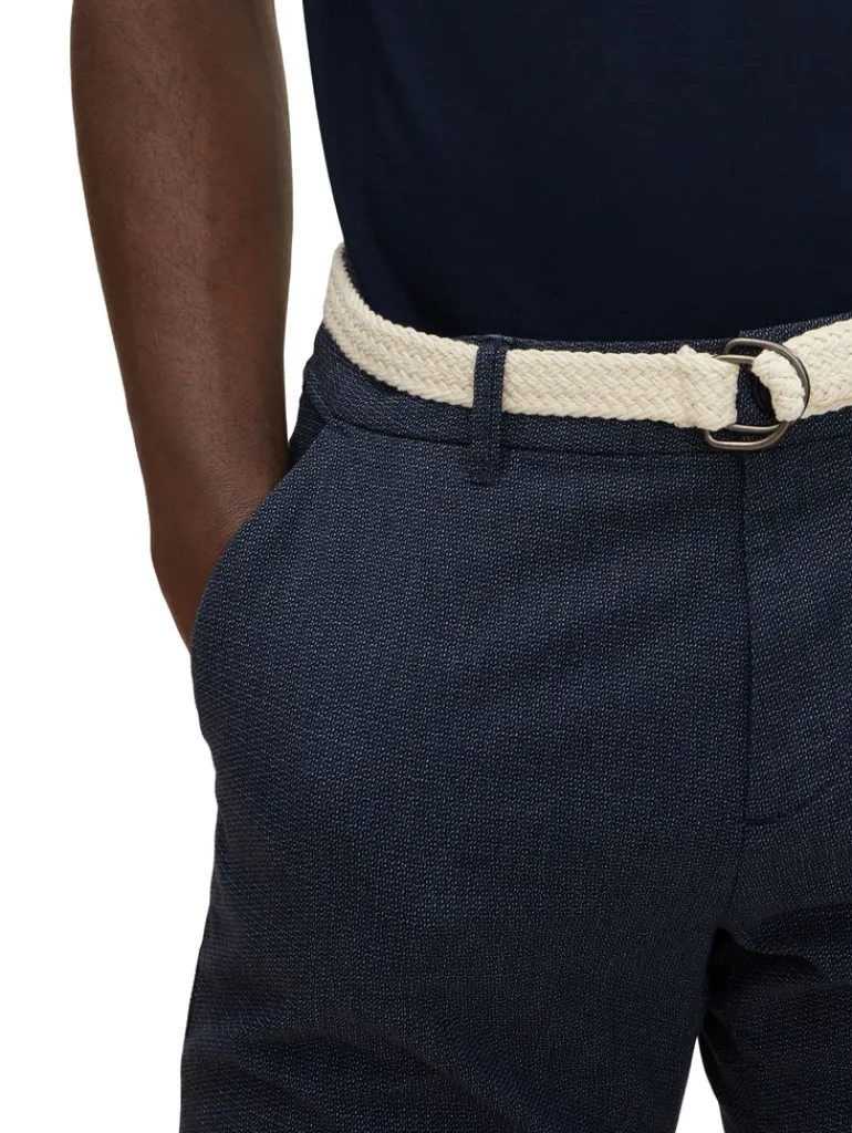 Chino Shorts mit Gürtel blue white dobby
