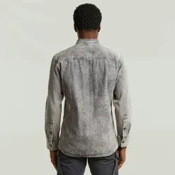 Clean slim shirt ls sun faded graphite grey