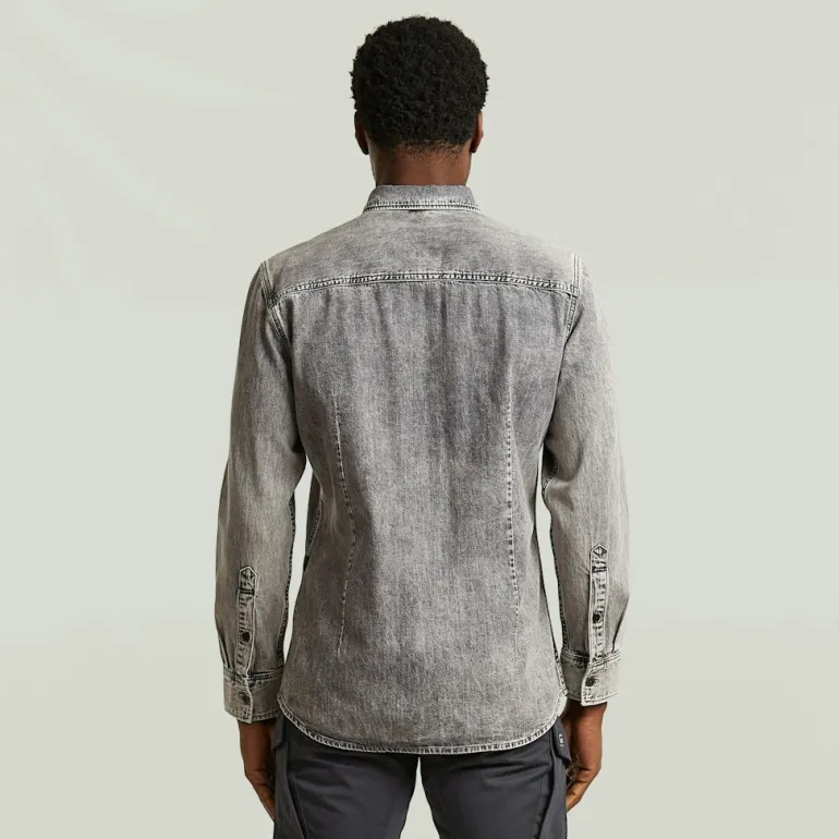 Clean slim shirt ls sun faded graphite grey