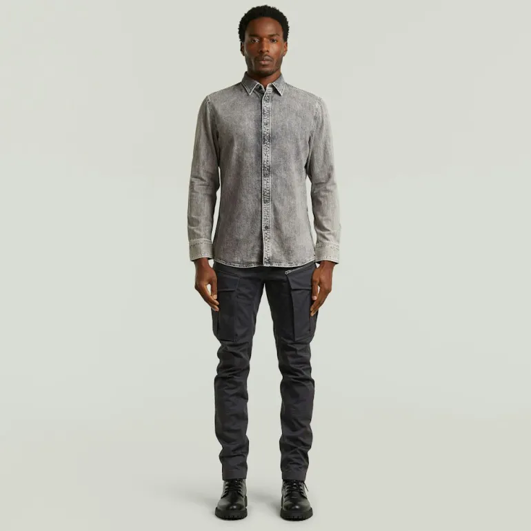 Clean slim shirt ls sun faded graphite grey