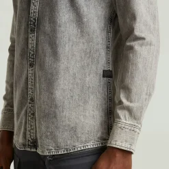 Clean slim shirt ls sun faded graphite grey