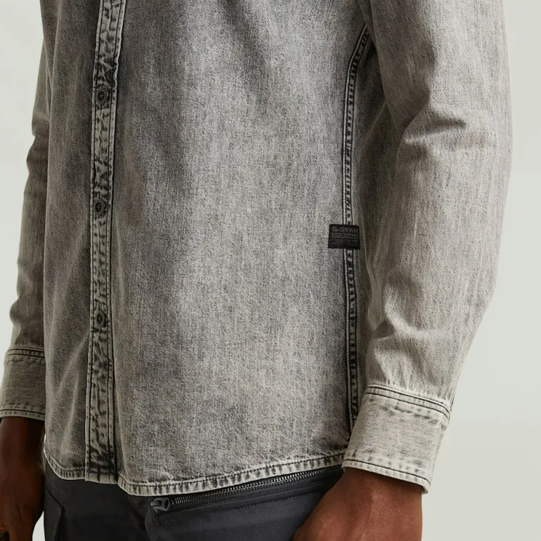 Clean slim shirt ls sun faded graphite grey