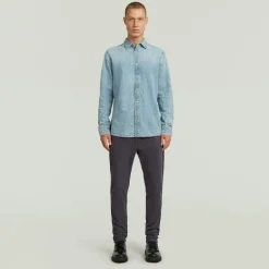 Clean slim shirt ls sun faded pacific blue