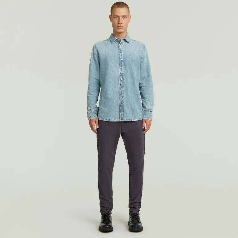 Clean slim shirt ls sun faded pacific blue