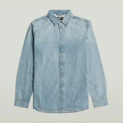 Clean slim shirt ls sun faded pacific blue
