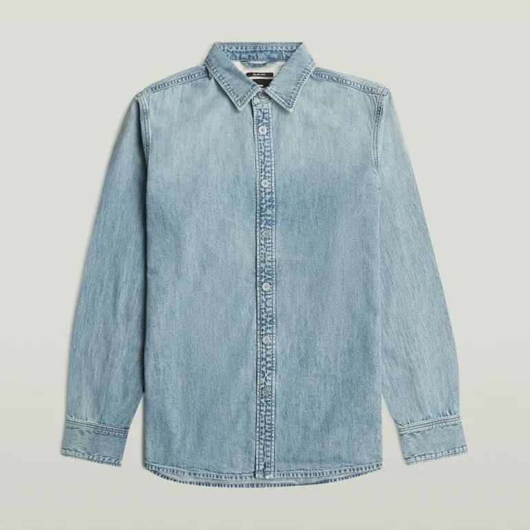Clean slim shirt ls sun faded pacific blue
