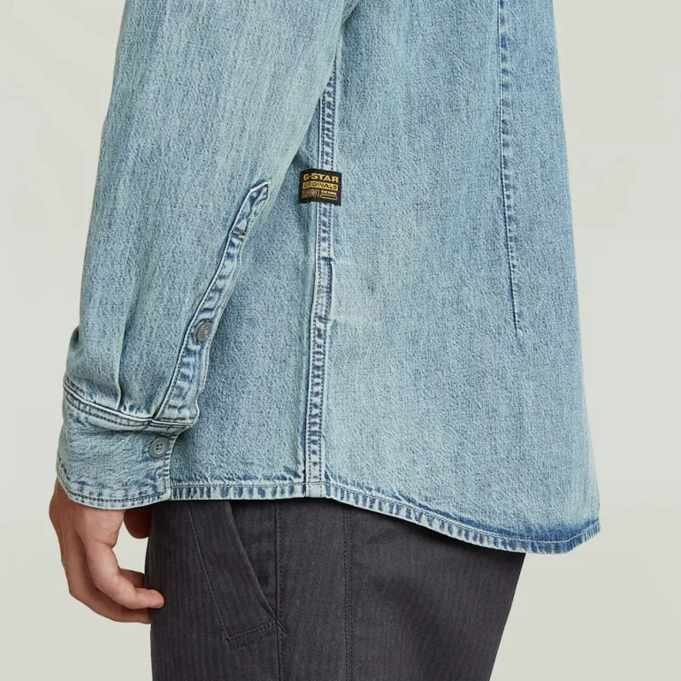 Clean slim shirt ls sun faded pacific blue