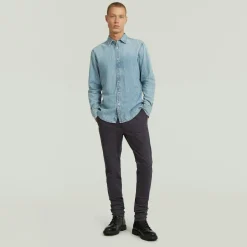 Clean slim shirt ls sun faded pacific blue