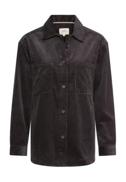 Cord-Bluse aus reiner Baumwolle caviar