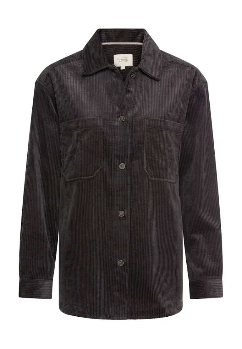 Cord-Bluse aus reiner Baumwolle caviar