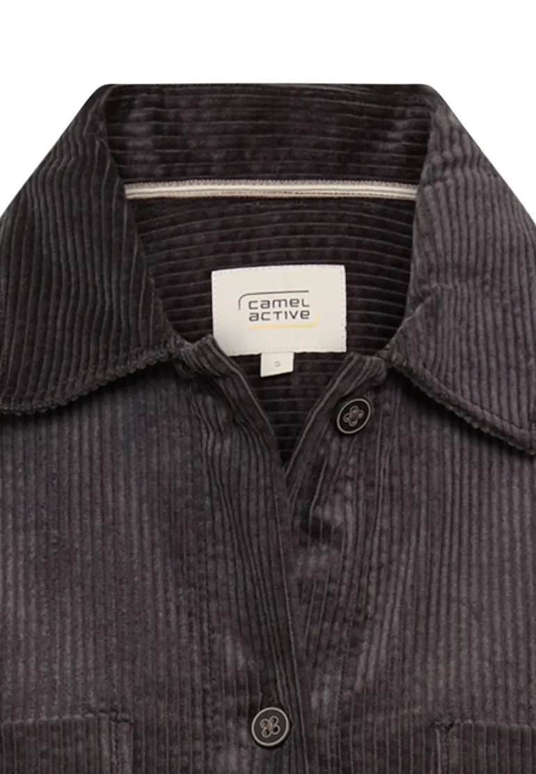 Cord-Bluse aus reiner Baumwolle caviar