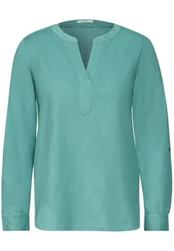 Cord-Bluse in Unifarbe adriatic green