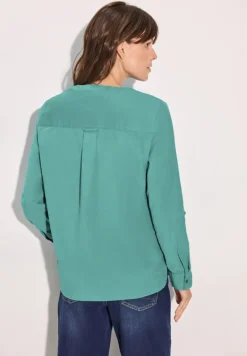 Cord-Bluse in Unifarbe adriatic green