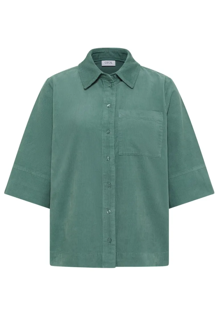 Cord Hemdbluse jewel green