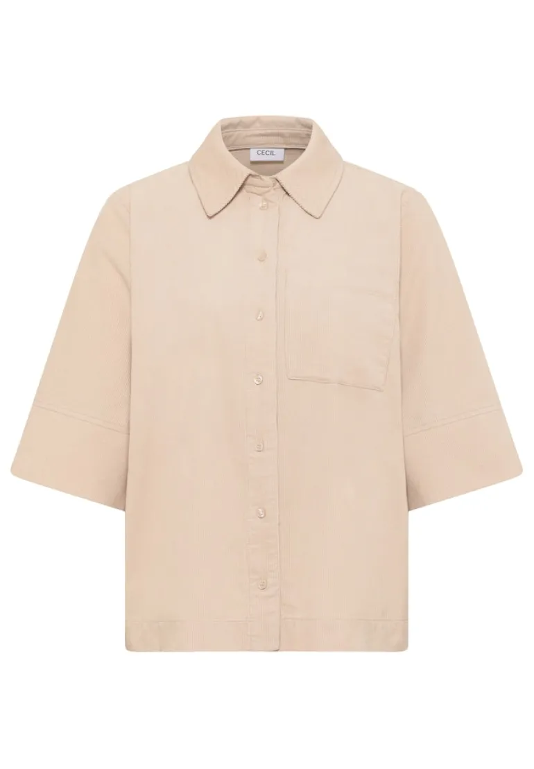Cord Hemdbluse oat milk beige