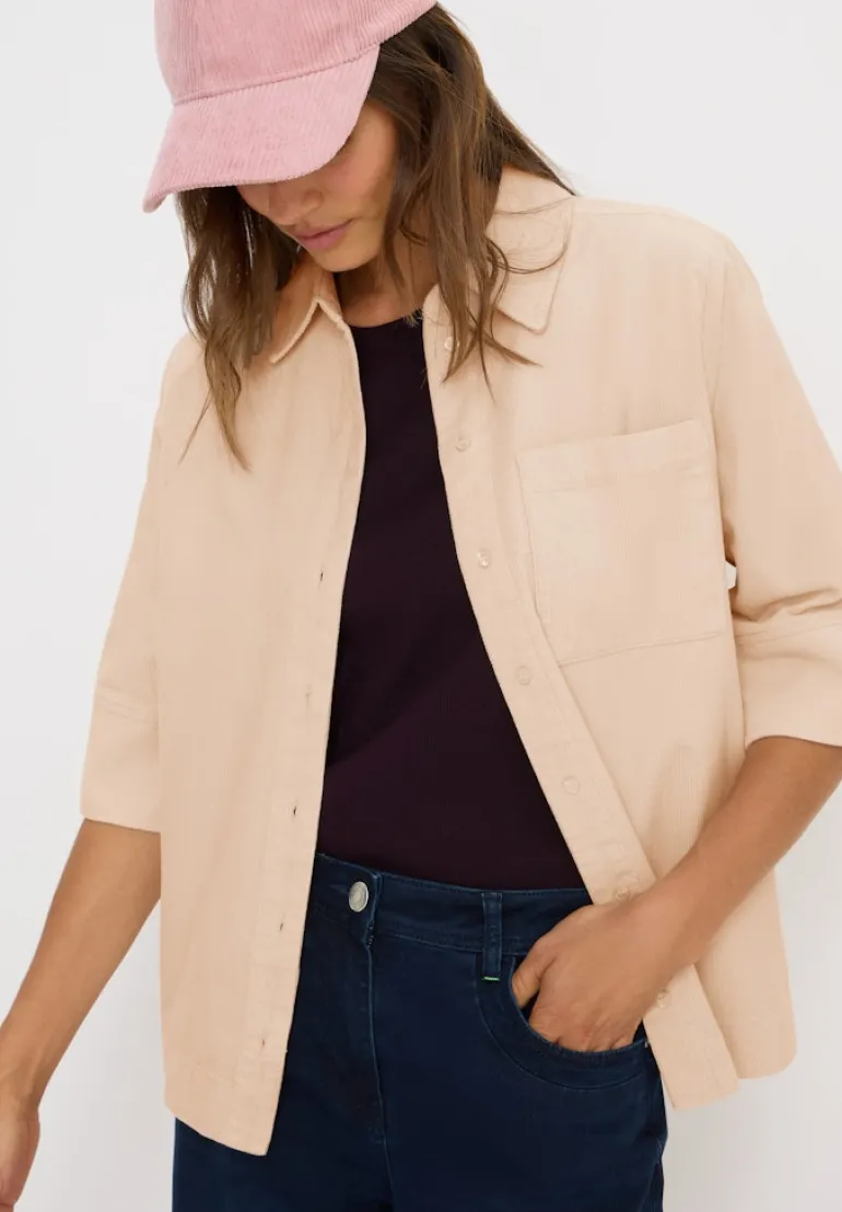 Cord Hemdbluse oat milk beige