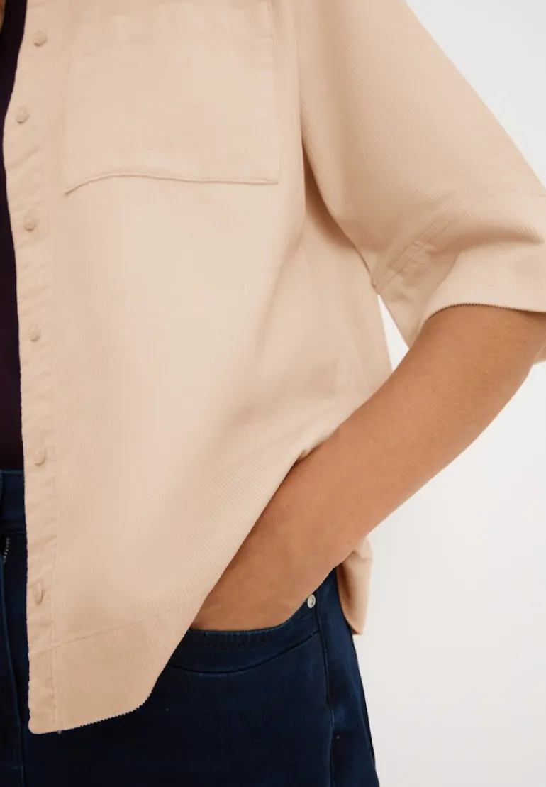 Cord Hemdbluse oat milk beige