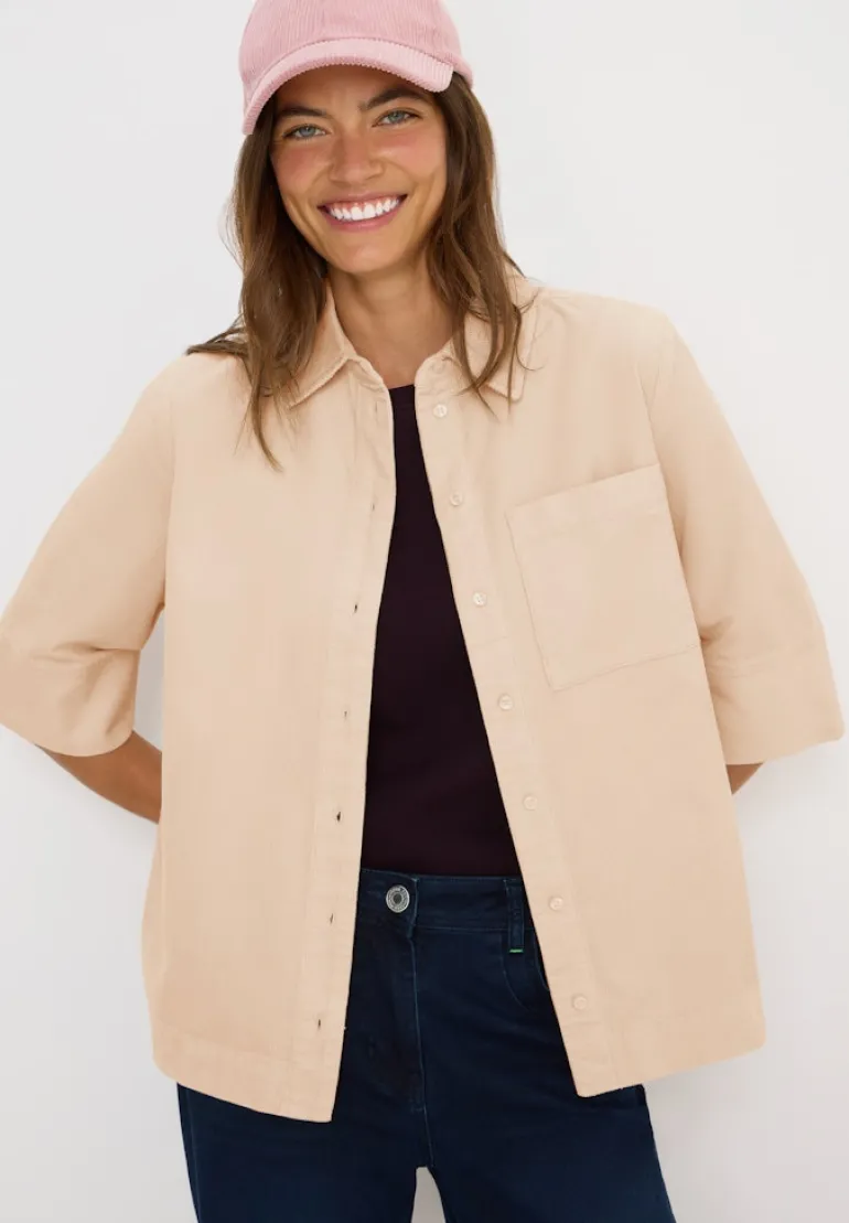 Cord Hemdbluse oat milk beige