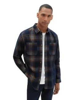 Cordhemd mit Karomuster navy colorful structured check