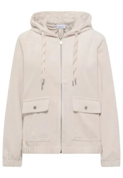 Cordjacke mit Kapuze oat milk beige