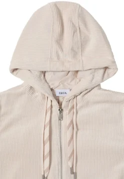 Cordjacke mit Kapuze oat milk beige