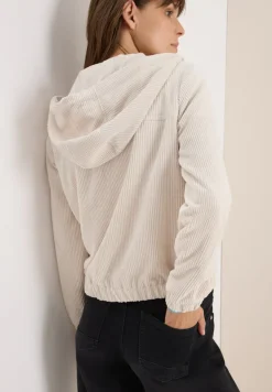 Cordjacke mit Kapuze oat milk beige