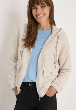 Cordjacke mit Kapuze oat milk beige