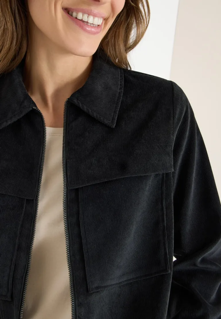 Cordjacke mit Tunnelzug black