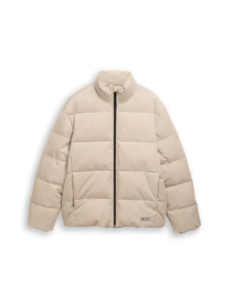 Cord Puffer-Jacke mit Stehkragen cashew beige
