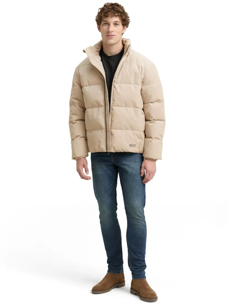 Cord Puffer-Jacke mit Stehkragen cashew beige