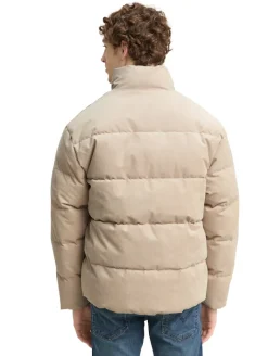 Cord Puffer-Jacke mit Stehkragen cashew beige
