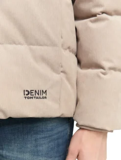 Cord Puffer-Jacke mit Stehkragen cashew beige