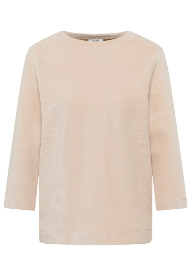 Cordshirt in Unifarbe oat milk beige