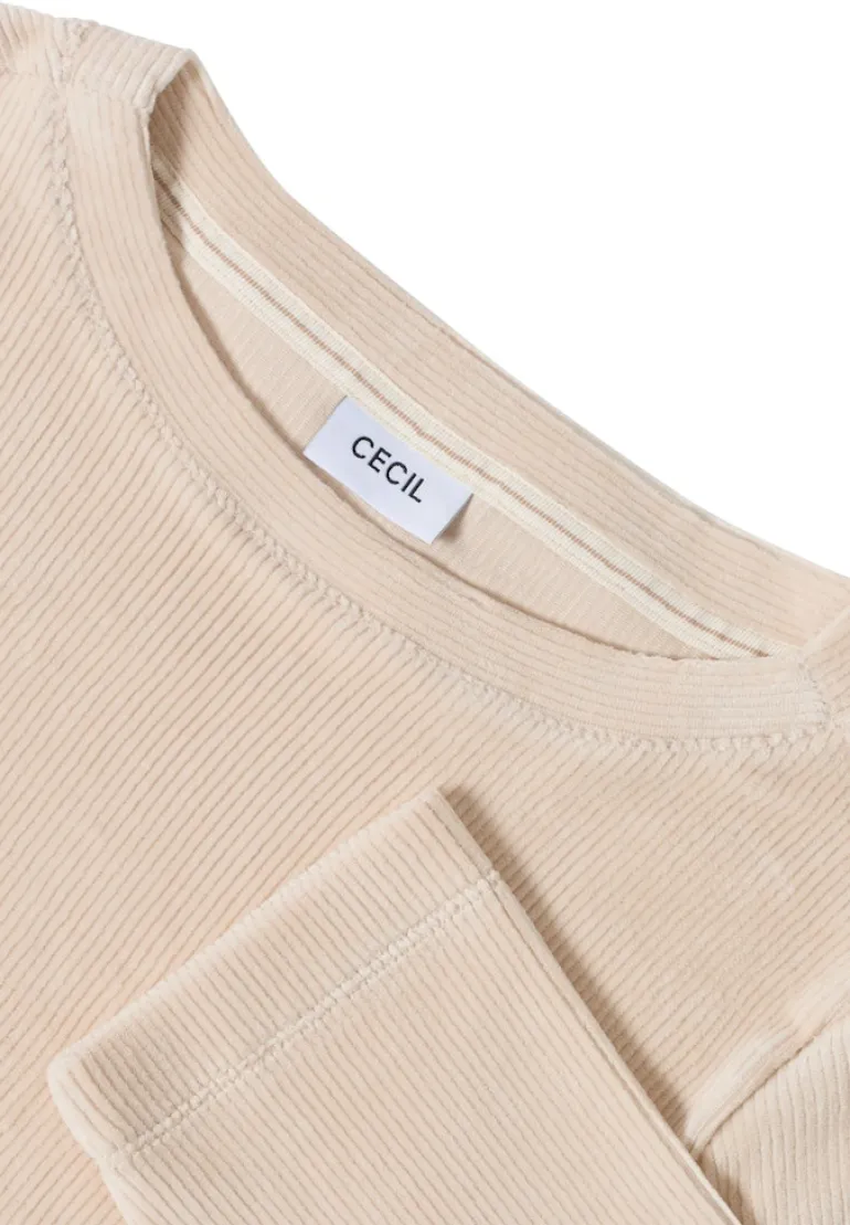 Cordshirt in Unifarbe oat milk beige