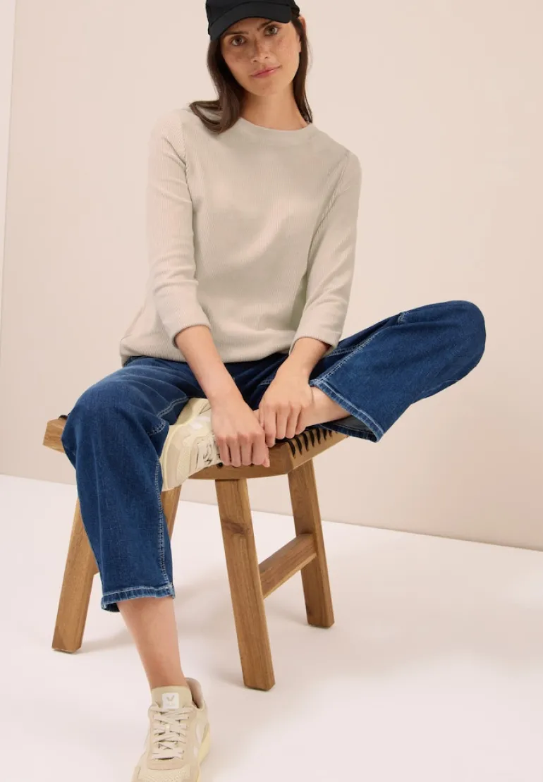 Cordshirt in Unifarbe oat milk beige