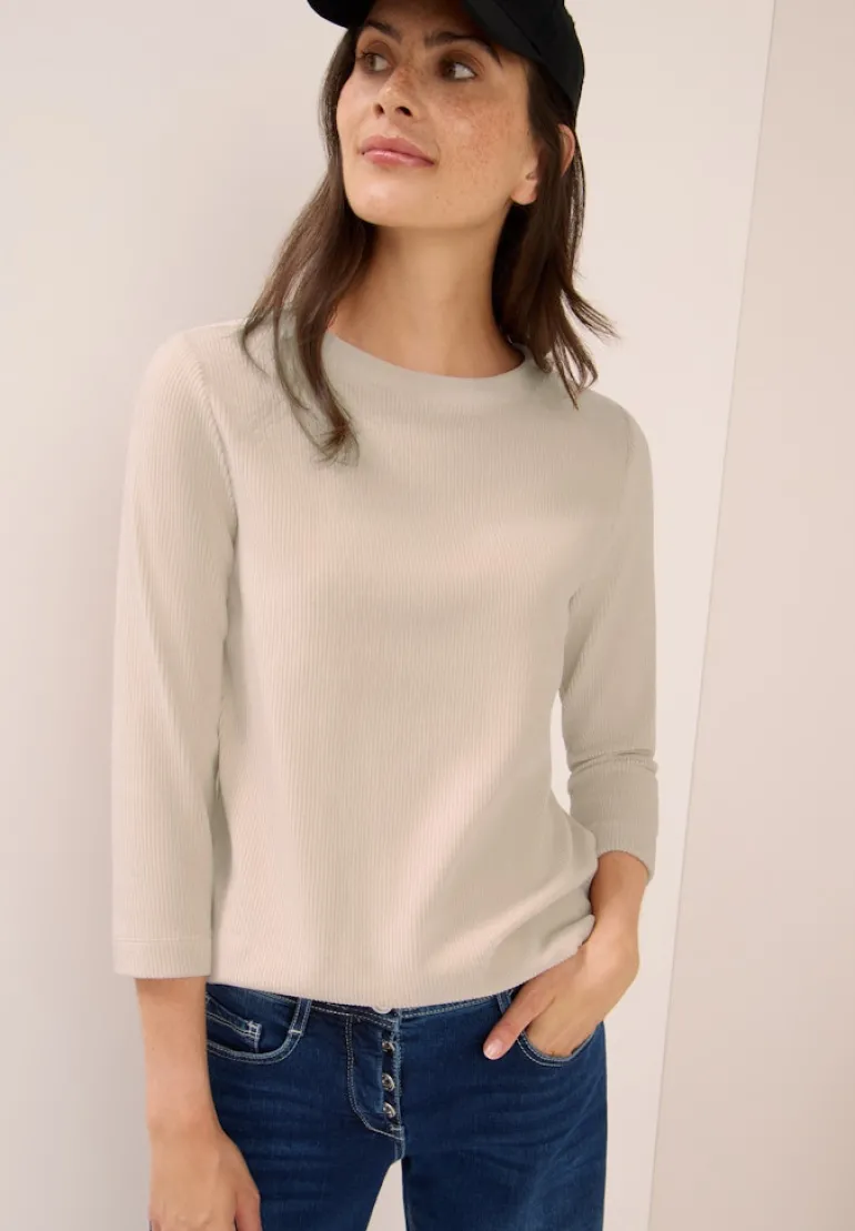Cordshirt in Unifarbe oat milk beige