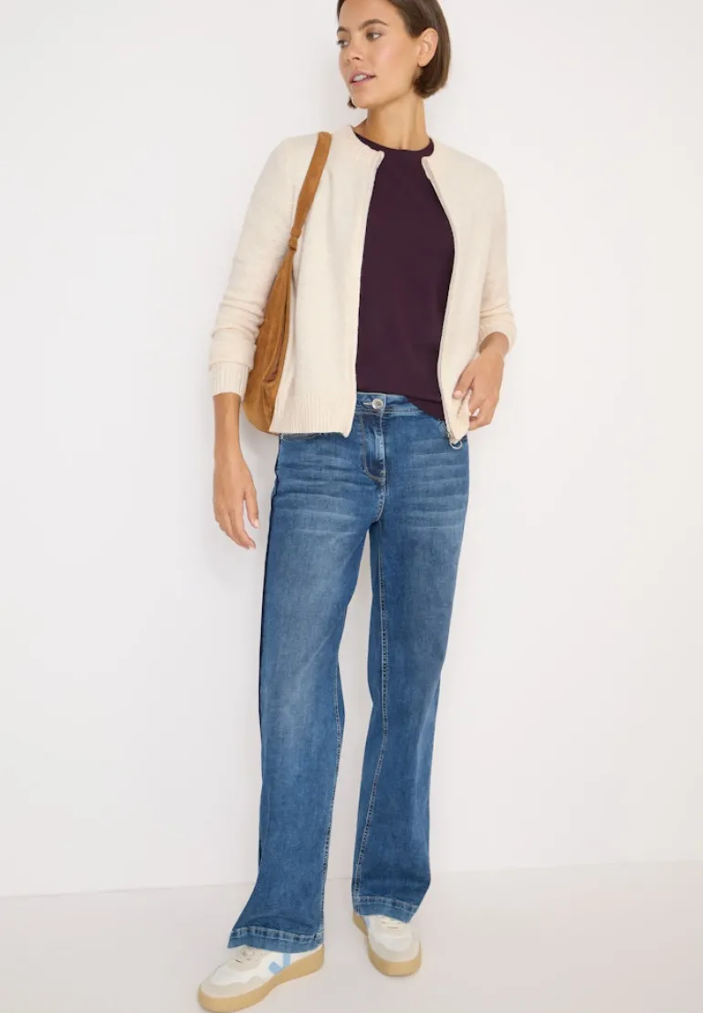 Cosy Cardigan mit Zipper oat milk beige melange