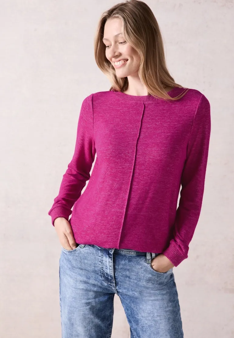 Cosy Langarmshirt jewel pink melange