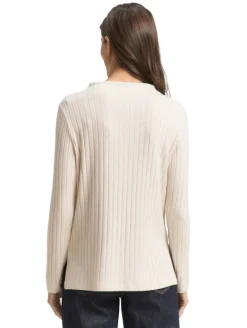 Cosy Langarmshirt mit Stehkragen sand stone beige melange