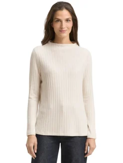 Cosy Langarmshirt mit Stehkragen sand stone beige melange