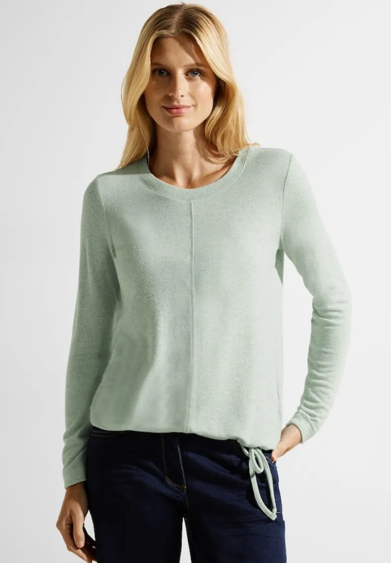 Cosy Melange Langarmshirt clear sage green melange