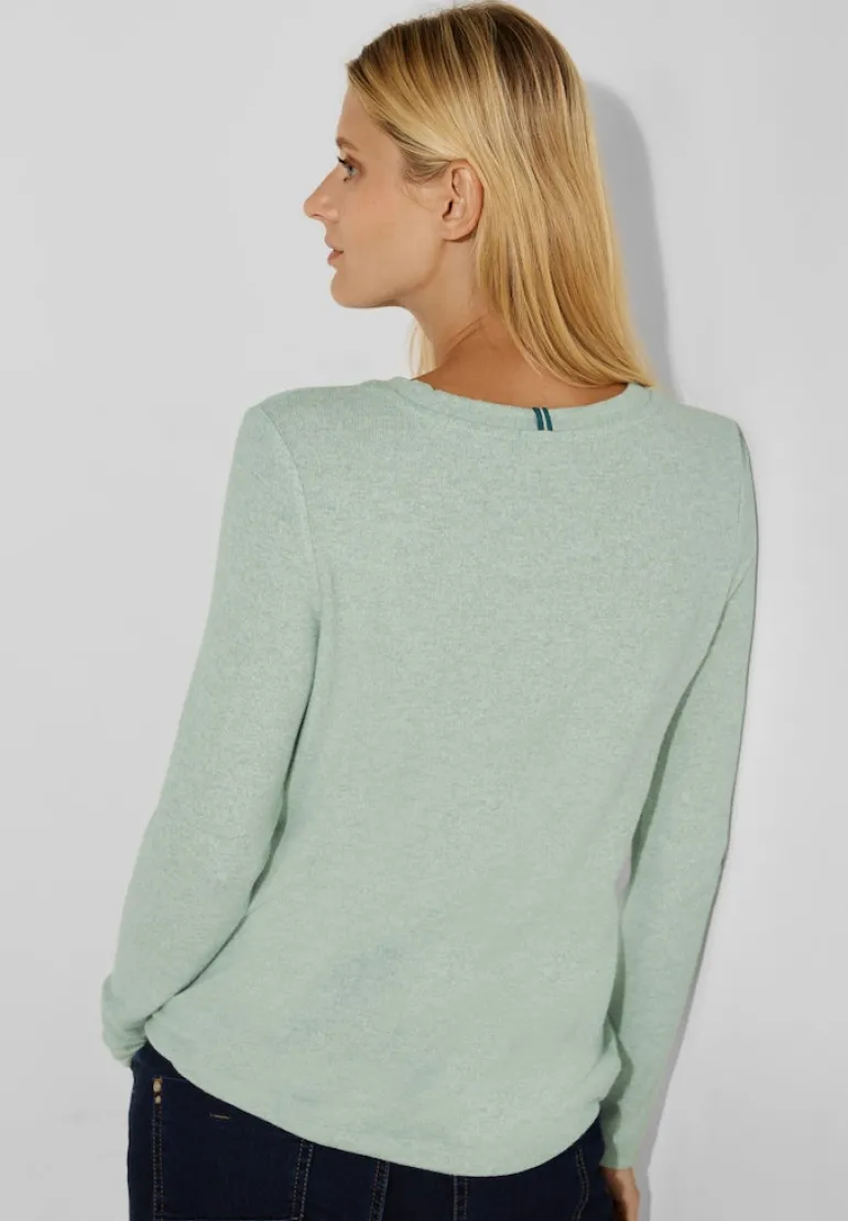 Cosy Melange Langarmshirt clear sage green melange