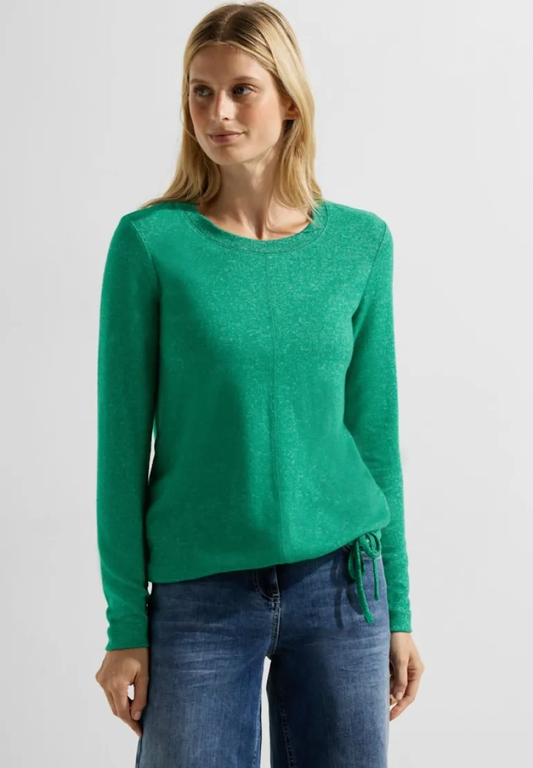 Cosy Melange Langarmshirt easy green melange